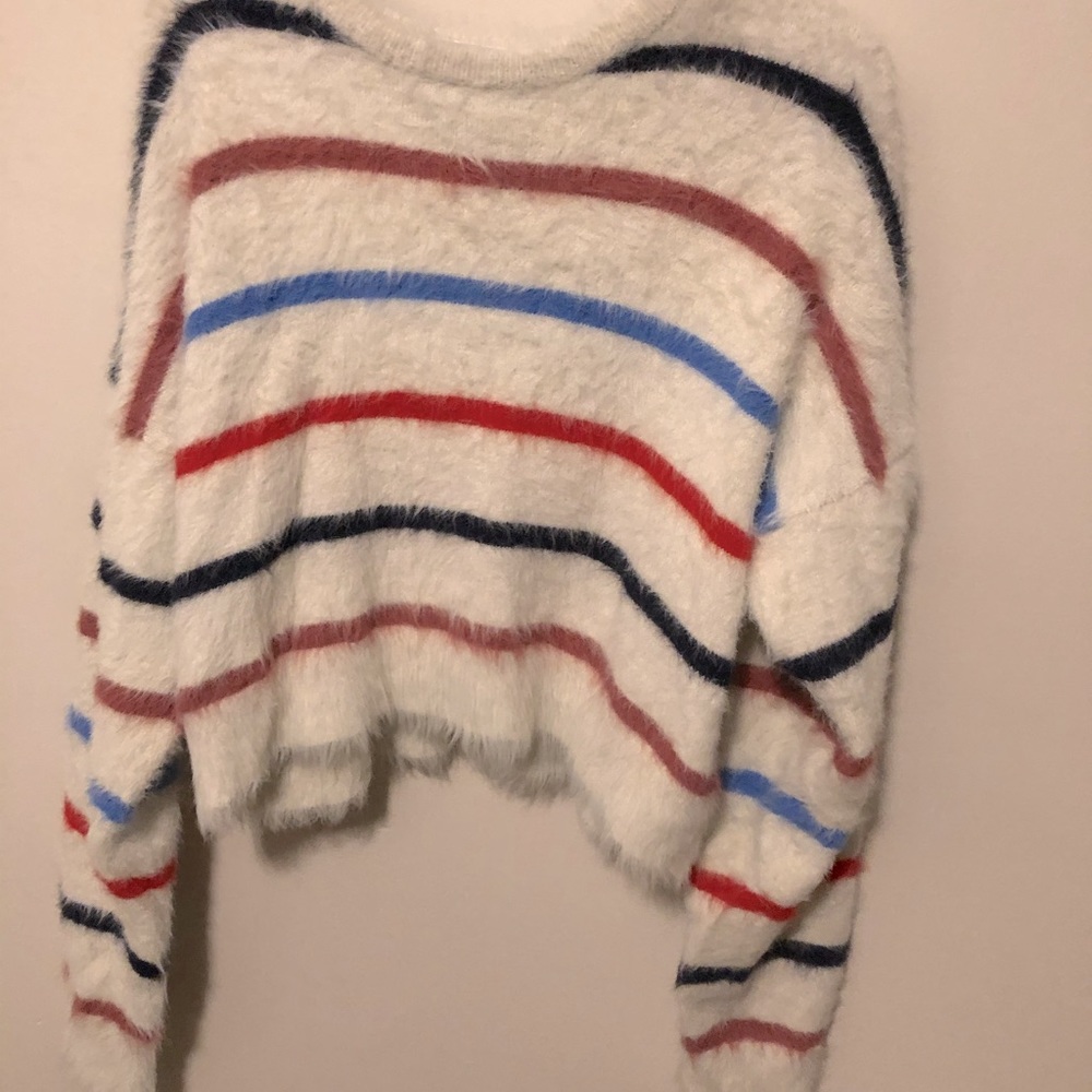 Multi-Coloured Striped Fuzzy Sweater